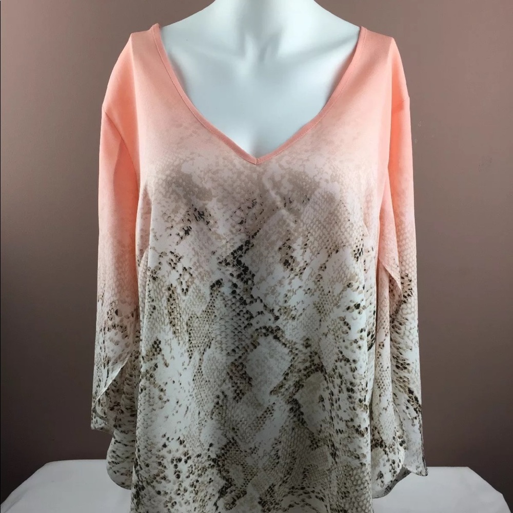 NWOT Calvin Klein V-Neck Snake ombré Blouse, XL